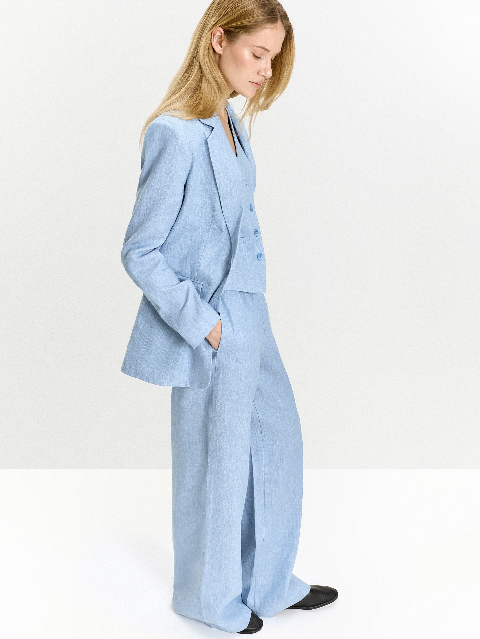 Брюки на резинке изо льна